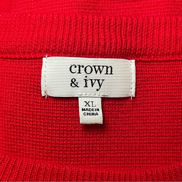Crown & Ivy Red Navy Stripe Sweater Gold Buttons XL Nautical Coastal Sailor - Picture 5 of 9